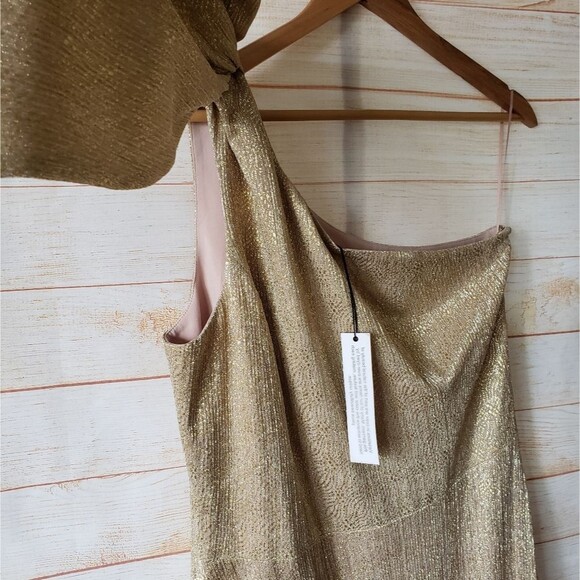 Dress The Population Savanah Metallic One Shoulder Maxi Dress Women's Size 2X - Picture 5 of 11